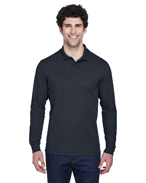 Ash City - Core 365 88192T  Men Tall Pinnacle Performance Long-Sleeve Pique Polo CARBON 456 at bigntallapparel