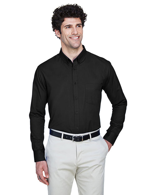 Ash City - Core 365 88193  Men Operate Long-Sleeve Twill Shirt BLACK 703 at bigntallapparel