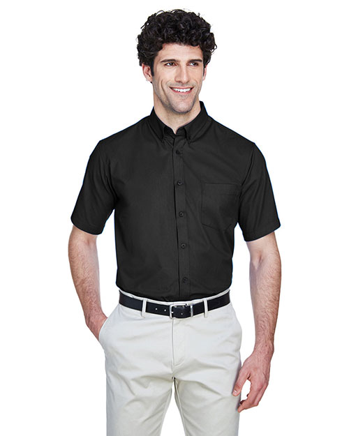 Ash City - Core 365 88194  Men Optimum Short-Sleeve Twill Shirt BLACK 703 at bigntallapparel