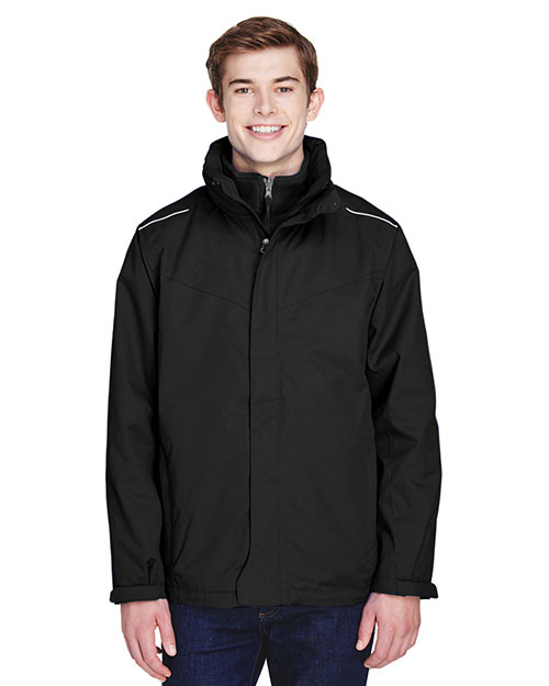 Ash City - Core 365 88205  Men Region 3-In-1 Jacket With Fleece Liner BLACK 703 at bigntallapparel