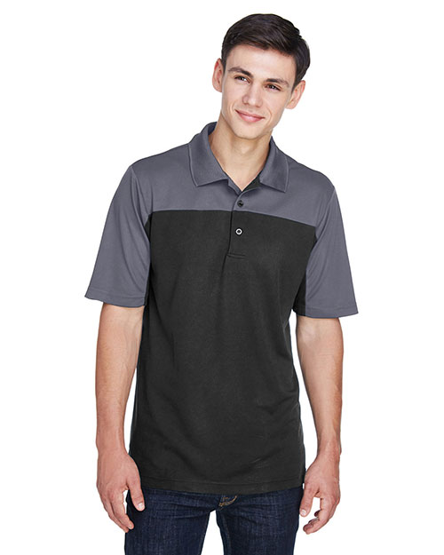 Ash City - Core 365 CE101  Men Balance Colorblock Performance Pique Polo BLACK/ CRBN 703 at bigntallapparel