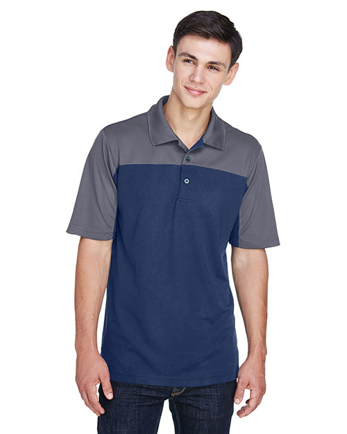 Ash City - Core 365 CE101  Men Balance Colorblock Performance Pique Polo CL NVY/ CRBN 849 at bigntallapparel