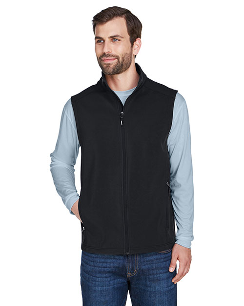 Ash City - Core 365 CE701  Men Cruise Two-Layer Fleece Bonded Soft Shell Vest BLACK 703 at bigntallapparel