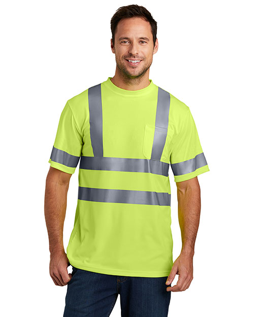 Cornerstone CS408 Men Ansi Class 3 Short Sleeve Snag Resistant Reflective T Shirt Safety Yellow at bigntallapparel