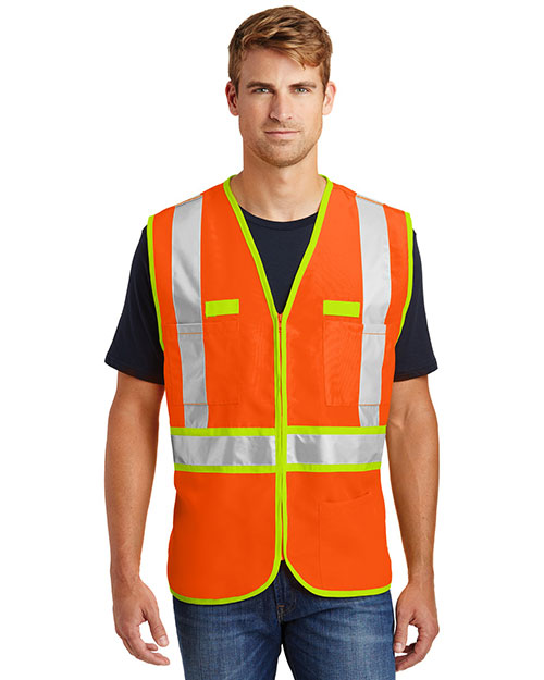 Cornerstone CSV407 Men Ansi Class 2 Dual-Color Safety Vest Safety Orange/Safety Yellow at bigntallapparel