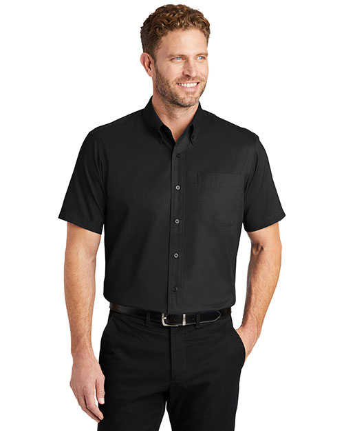 Cornerstone SP18 Men Short Sleeve Super Pro Twill Shirt Black at bigntallapparel