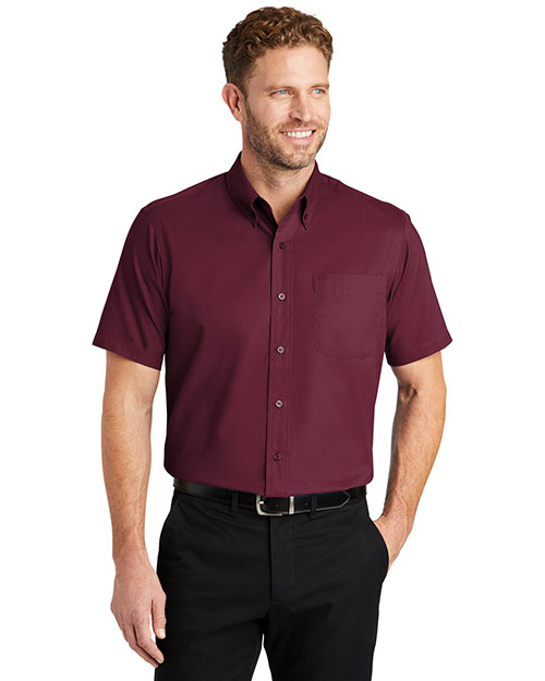 Cornerstone SP18 Men Short Sleeve Super Pro Twill Shirt Burgundy at bigntallapparel