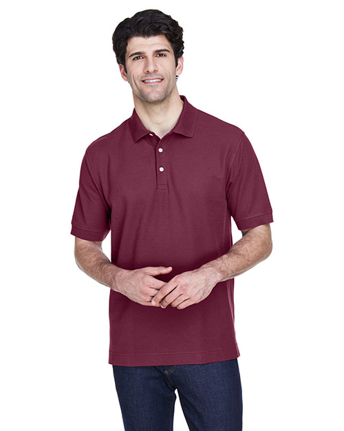 Devon & Jones D100 Men Pima Pique Short Sleeve Polo Burgundy at bigntallapparel