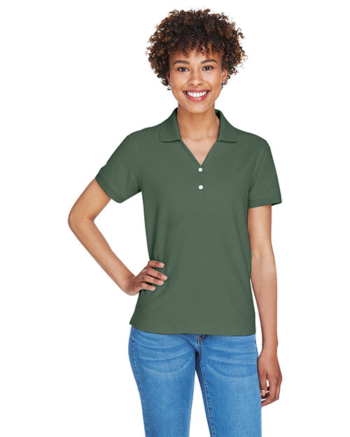 Devon & Jones D100W Women Pima Pique Short-Sleeve Y-Collar Polo Dill at bigntallapparel