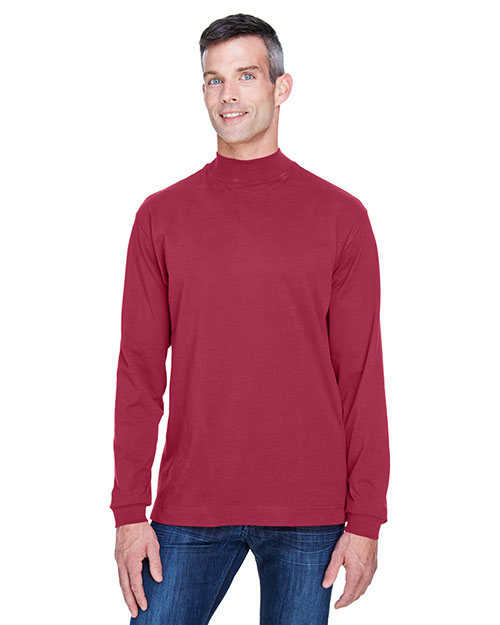 Devon & Jones D420 Men Sueded Cotton Jersey Mock Turtleneck Crimson at bigntallapparel