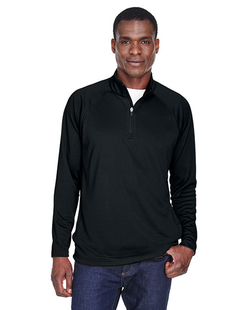 Devon & Jones DG440 Men Stretch Tech-Shell Compass Quarter-Zip Black at bigntallapparel