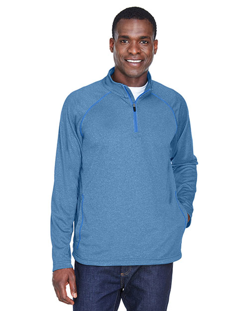 Devon & Jones DG440 Men Stretch Tech-Shell Compass Quarter-Zip French Blue Hthr at bigntallapparel