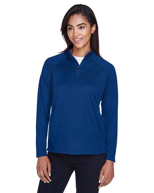 Devon & Jones DG440W Women Stretch Tech-Shell Compass Quarter-Zip True Royal at bigntallapparel