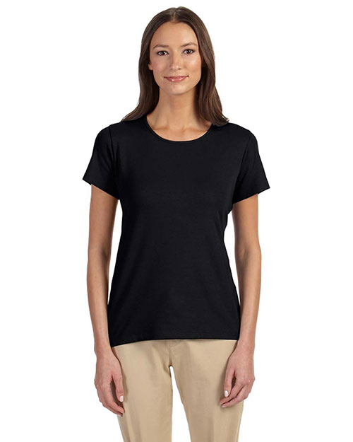 Devon & Jones DP182W Women Perfect Fit Shell T-Shirt Black at bigntallapparel