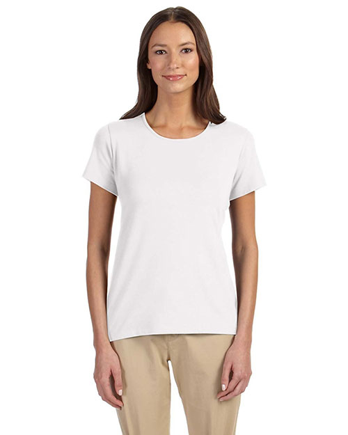 Devon & Jones DP182W Women Perfect Fit Shell T-Shirt White at bigntallapparel