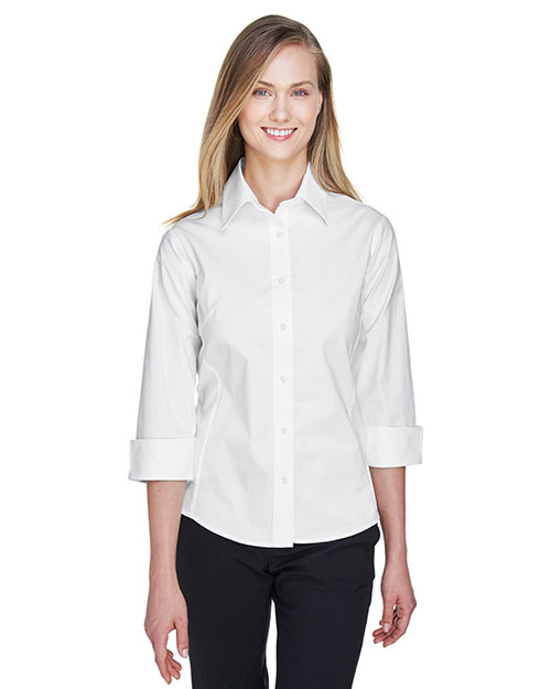 Devon & Jones Pink DP625W Women Three-Quarter Sleeve Stretch Poplin Blouse