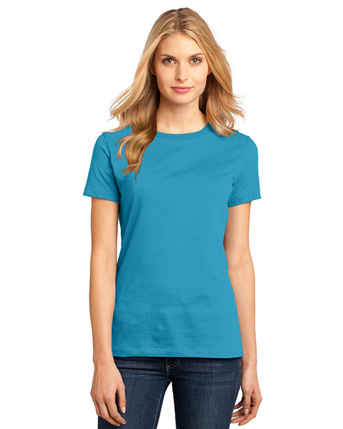 District Threads DM104L Women   Perfect Weight Crew Tee Bright Turquoise at bigntallapparel