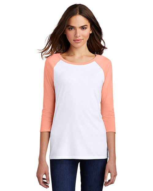 District Women's Perfect Tri 3/4-Sleeve Raglan. DM136L