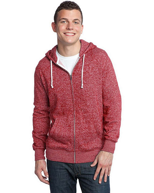 District Threads DT192 Men Marled Full-Zip Hoodie Marled Deep Red at bigntallapparel