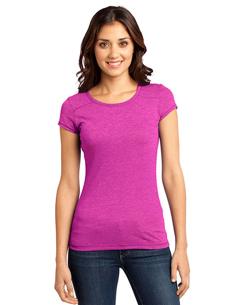 District Threads DT2400 Women Gravel 50/50 Girly Crew Tee Pink Gravel at bigntallapparel