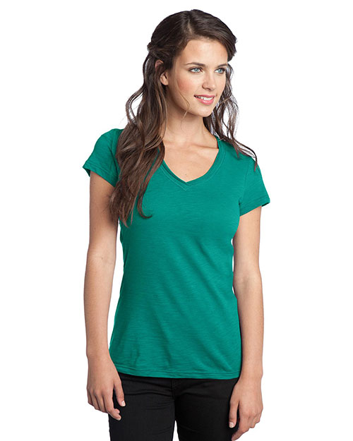 District Threads DT240 Women Slub V-Neck Tee Jade at bigntallapparel