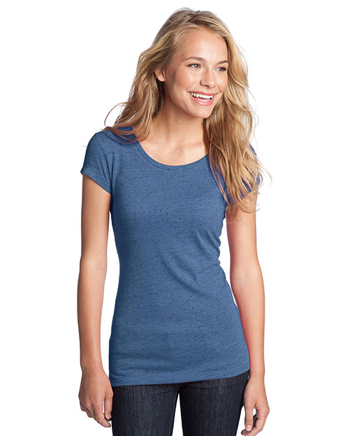 District Threads DT270 Women Textured Girly Crew Tee Denim Blue at bigntallapparel