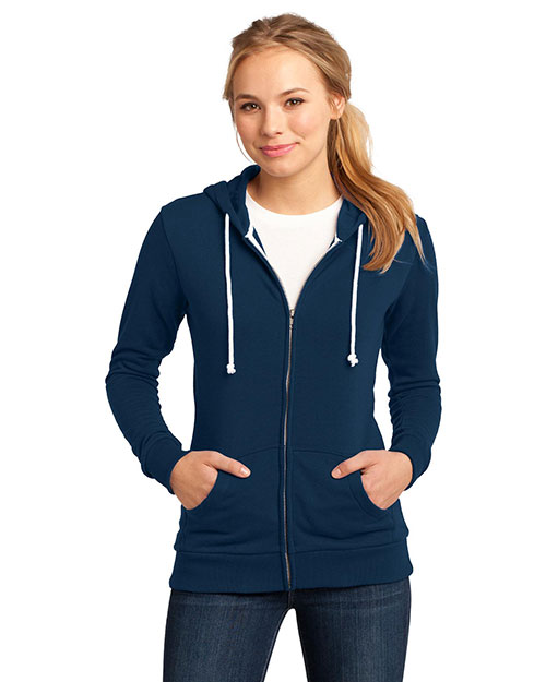 District Threads DT290 Women Core Fleece Full-Zip Hoodie New Navy at bigntallapparel