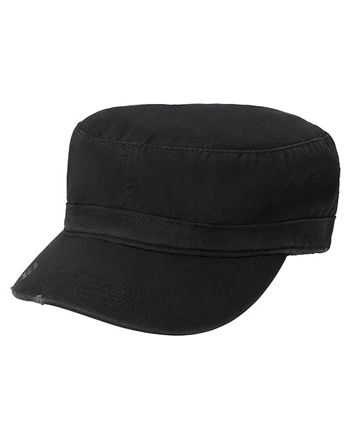 District Threads DT605  Distressed Military Hat Black at bigntallapparel
