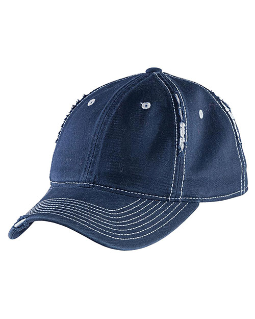 District Threads DT612  Rip And Distressed Cap New Navy/Light Blue at bigntallapparel