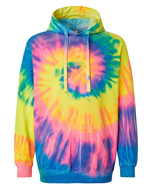 Dyenomite 854MS  Multi-Color Spiral Hooded Tie-Dyed Sweatshirt