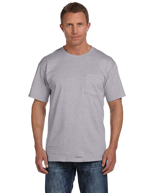 Fruit Of The Loom 3931P Men  5.4 Oz. Heavy Cotton Pocket T-Shirt Athletic Heather at bigntallapparel