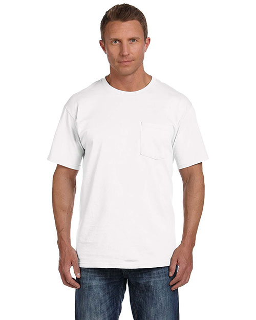 Fruit Of The Loom 3931P Men  5.4 Oz. Heavy Cotton Pocket T-Shirt White at bigntallapparel
