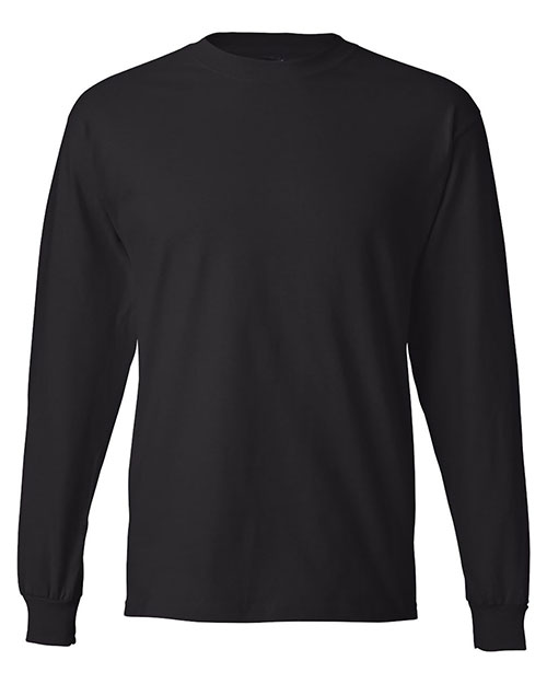 Hanes 5186 Men Beefy 100% Cotton Long Sleeve T Shirt Black at bigntallapparel