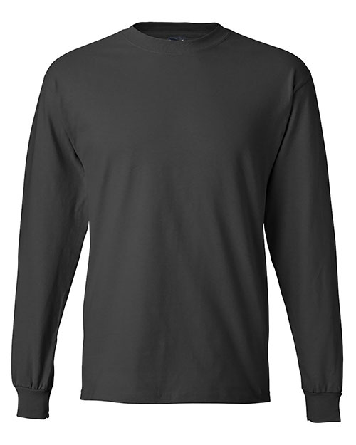 Hanes 5186 Men Beefy 100% Cotton Long Sleeve T Shirt Smoke Grey at bigntallapparel