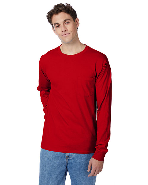 Hanes 5596 Men 's Authentic-T Long-Sleeve Pocket T-Shirt