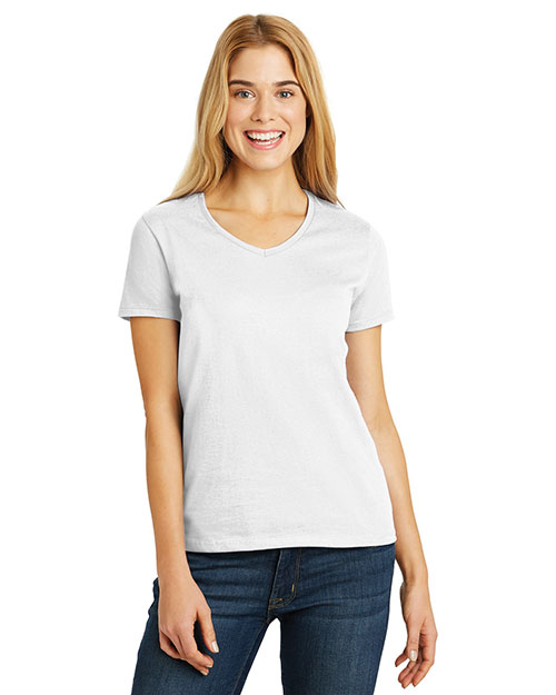 Hanes 5780 Women Comfortsoft V-Neck T-Shirt White at bigntallapparel