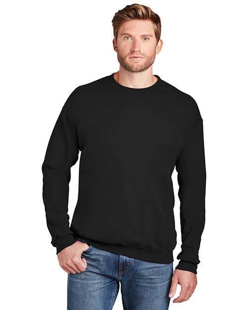 Hanes F260 Men Ultimate Cotton Crewneck Sweatshirt Black at bigntallapparel