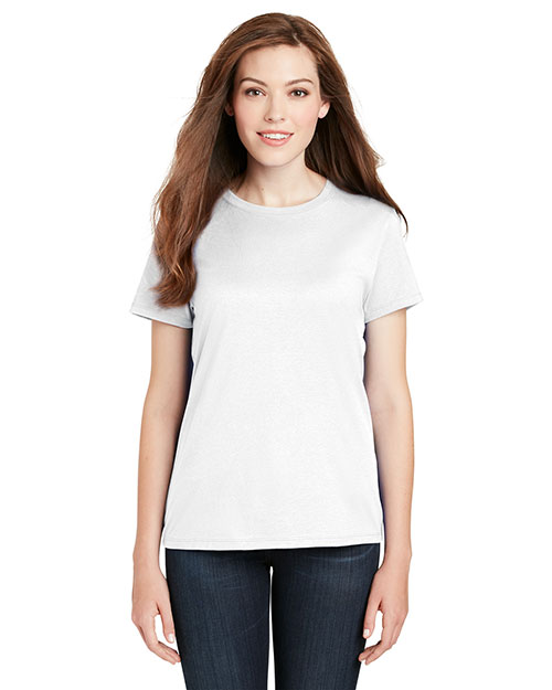 Hanes SL04 Women Nano-T Cotton T-Shirt White at bigntallapparel