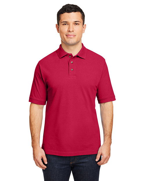 Harriton M200 Men 6 Oz Ringspun Cotton Pique Short Sleeve Polo Red at bigntallapparel