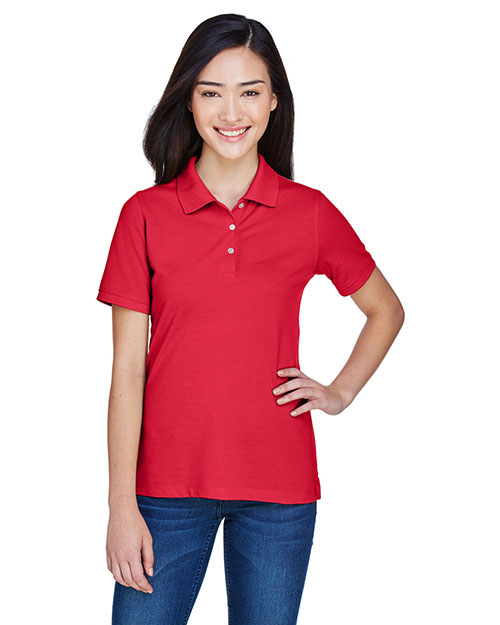 Harriton M265W Women 5.6 Oz. Easy Blend Polo Red at bigntallapparel