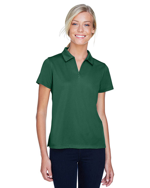 Harriton M353W Women Double Mesh Sport Shirt Dark Green at bigntallapparel