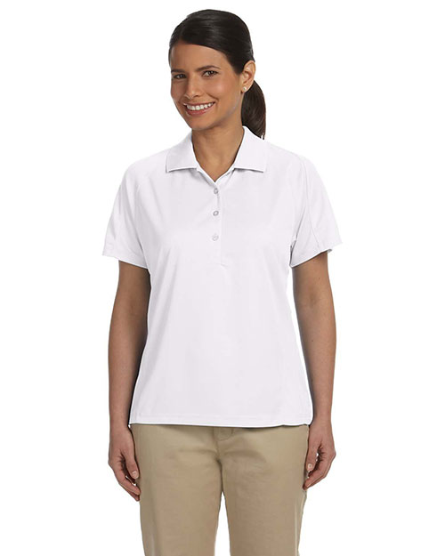 Harriton M374W Women 3.8 Oz. Polytech Mesh Insert Polo White at bigntallapparel