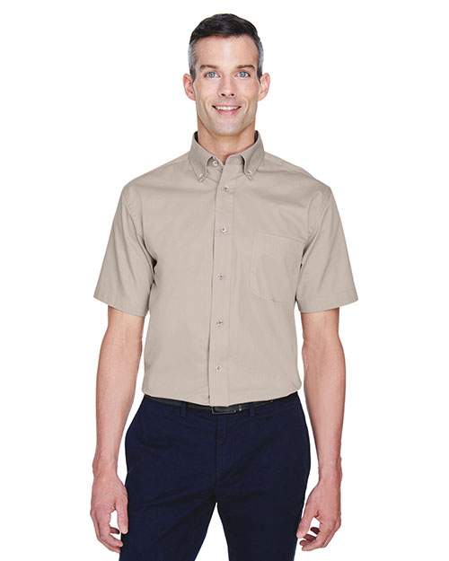 Harriton M500S Men Short Sleeve Twill Shirt With Stain-Release Stone at bigntallapparel