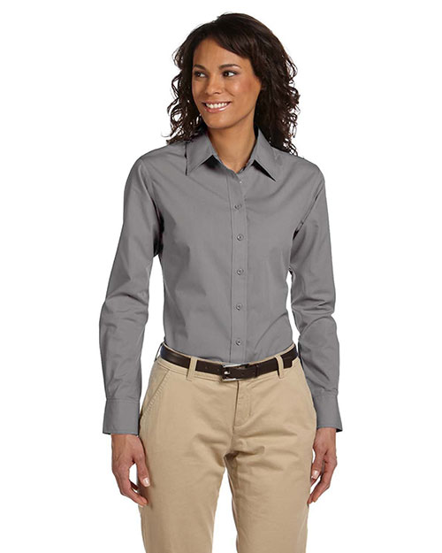 Harriton M510W Women 3.1 Oz. Essential Poplin Dark Grey at bigntallapparel