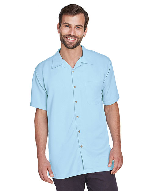 Harriton M570 Men Bahama Cord Camp Shirt Cloud Blue at bigntallapparel