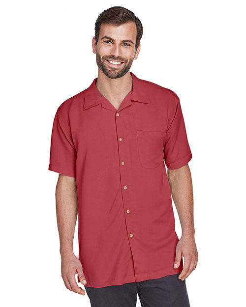 Harriton M570 Men Bahama Cord Camp Shirt Tile Red at bigntallapparel