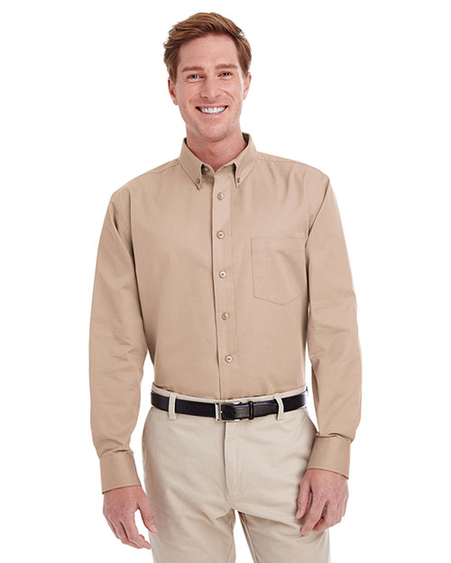 Harriton M581 Men's Foundation 100% Cotton Long-Sleeve Twill Shirt with Teflon™