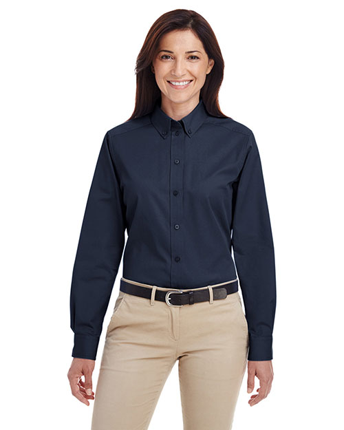 Harriton M581W Ladies' Foundation 100% Cotton Long-Sleeve Twill Shirt with Teflon™
