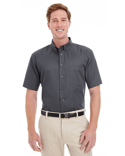 Harriton M582  Men's Foundation 100% Cotton Short-Sleeve Twill Shirt with Teflon™