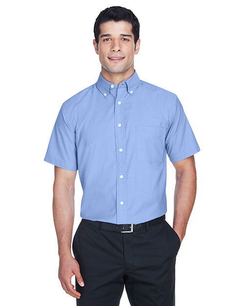 Harriton M600S Men Short Sleeve Oxford With Stain-Release Light Blue at bigntallapparel